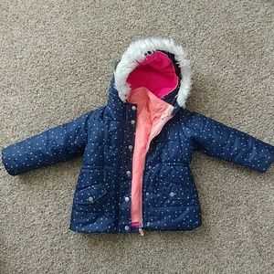 Carter's fur hood coat jacket 2 in 1